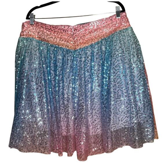 Unique Vintage Pink Blue Ombre Tulle Sequin Swing Skirt 2X 18 NWOT - Picture 2 of 6